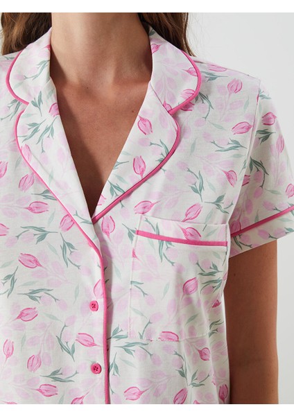Yeni Sezon Gomlek Yaka Cicekli Kadin Pijama Takim - S5JJ14Z8 modelleri