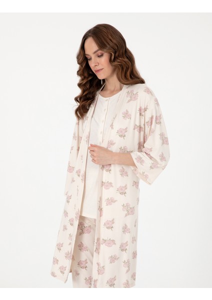 Kadın Krem 3'lü Lohusa Pijama Takımı 50319059-VR071 modelleri