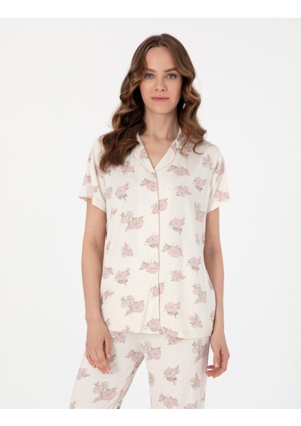 Kadın Krem Kısakollu Gömlek Pijama Takımı 50319049-VR071 modelleri