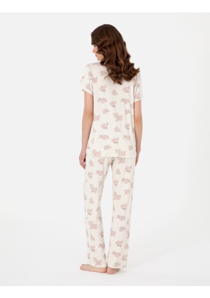Kadın Krem Kısakollu Gömlek Pijama Takımı 50319049-VR071 indirimleri