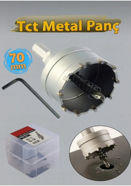 Tct Metal Delme Panç 70 mm Metal Demir Testeresi Açma Delik Adaptörlü