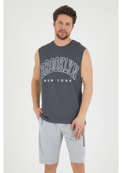 Süperlife Erkek Bisiklet Yaka Regular Fit Brooklyn Baskılı Tişört SPR22TS116