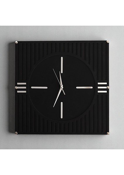 40X40 cm Modern Siyah Ahşap Duvar Saati – Sessiz Akar Mekanizmalı Şık Tasarım