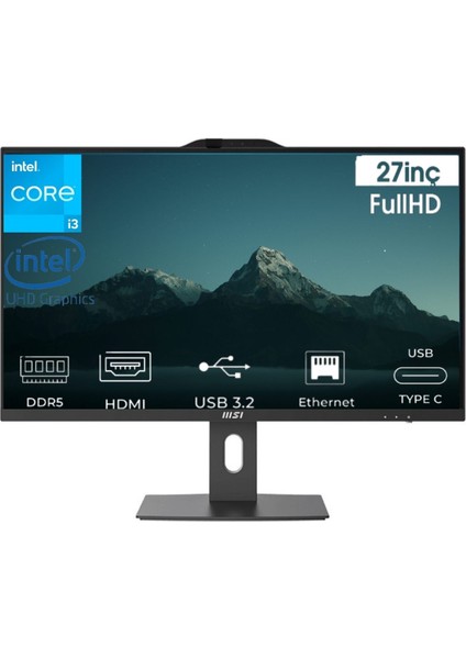 Msı Pro AP272P I3-14100 14M-841XEU-43 24GB 512GB UHD Graphics 730 W11PRO 27" Full Hd All In One Pc & 14M841XEUK43