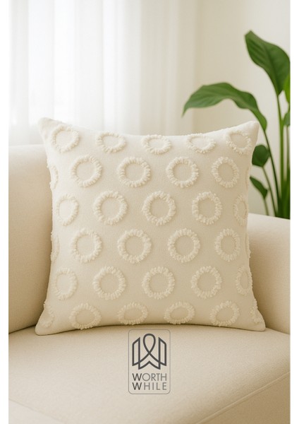 Nova Şönil Kırlent Kılıfı – Ekru 43X43 cm (30X50 – 40X60 Ölçü Seçenekli)