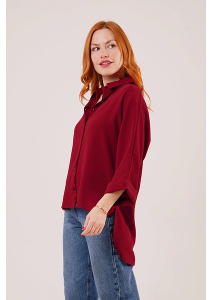 Yarasa Kol Rahat Kalıp Bordo Gömlek fiyatları