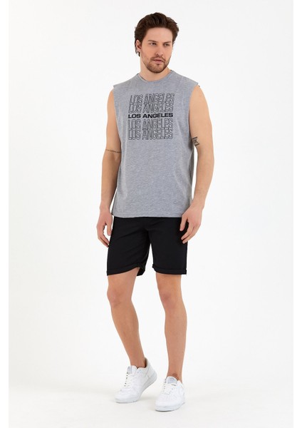 Süperlife Erkek Bisiklet Yaka Regular Fit Los Angeles Baskılı Tişort SPR22TS123