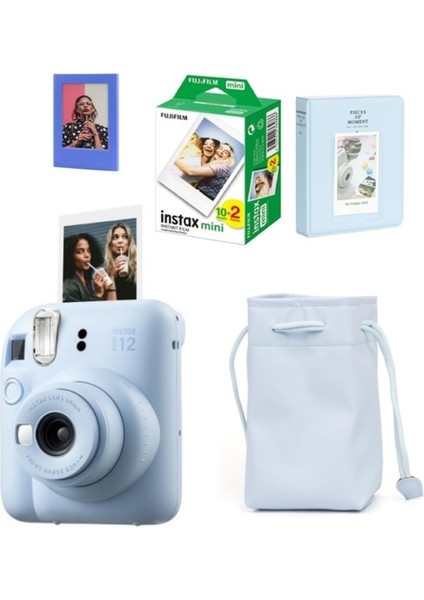 Instax Mini 12 Fotoğraf MAKINESI-20LI Film-Büzgülü KILIF-64LÜ Albüm ve Mıknatıslı Çerçeve Seti 1