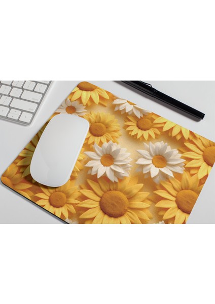 Papatya Desenli Renkli Kaymaz Hediyelik Baskılı Masaüstü Mouse Pad |