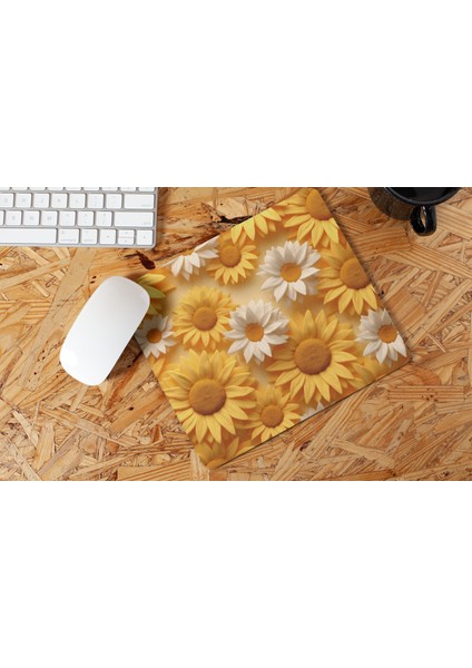 Papatya Desenli Renkli Kaymaz Hediyelik Baskılı Masaüstü Mouse Pad | fiyatları