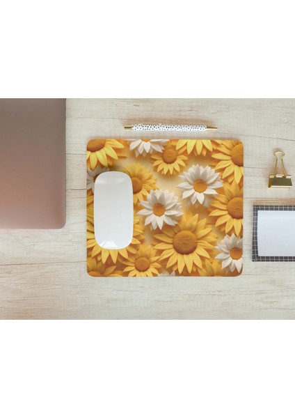 Papatya Desenli Renkli Kaymaz Hediyelik Baskılı Masaüstü Mouse Pad | modelleri