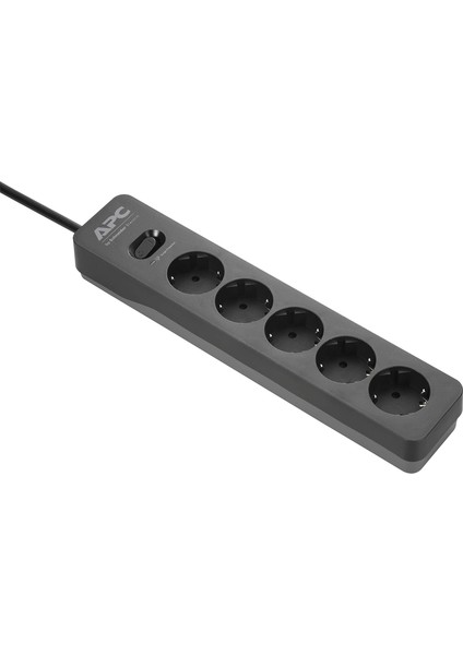 Surge Protector - PME5B-GR - Aşırı Gerilim Korumalı Çoklu Priz (5'li Priz Schuko, Çalıştırılabilir, Pc, Tv Vb. Için - Renk: Siyah)