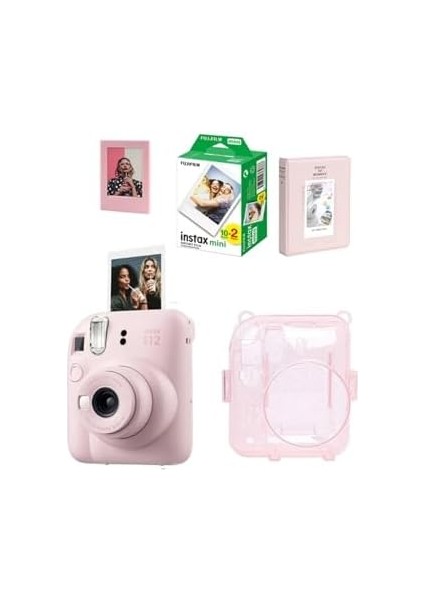 Instax Mini 12 Fotoğraf MAKINESI-20LI Film-Simli Pleksi KILIF-64LÜ Albüm ve Mıknatıslı Çerçeve Set 1 modelleri