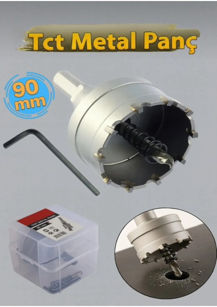 Tct Metal Delme Panç 90 mm Metal Demir Testeresi Açma Delik Adaptörlü