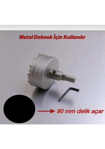 Tct Metal Delme Panç 90 mm Metal Demir Testeresi Açma Delik Adaptörlü fiyatları
