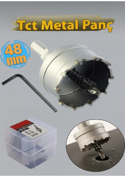 Tct Metal Delme Panç 48 mm Metal Demir Testeresi Açma Delik Adaptörlü