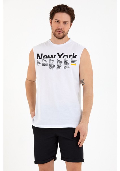 Süperlife Erkek Bisiklet Yaka Regular Fit New York Baskılı Tişort SPR22TS125