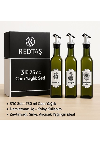 Üçlü Cam Yağlık Seti