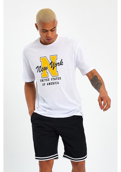 Süperlife Erkek Bisiklet Yaka Regular Fit N Baskılı Tişort SPR22TS113