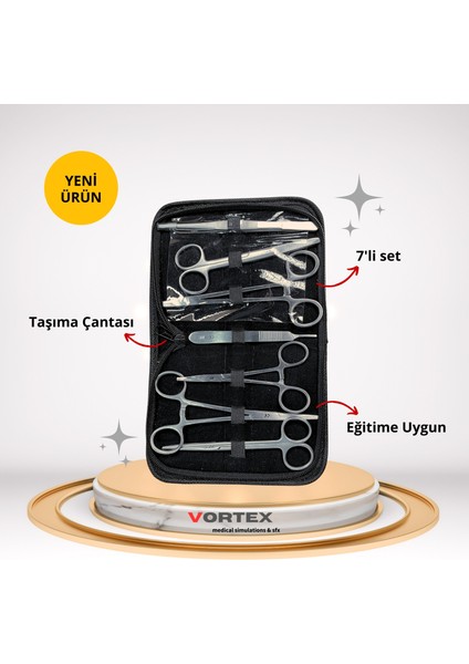 Cerrahi Eğitim Dikiş Seti (7 Parça) + Vakumlu Küçük Dikiş Pedi (13X13 Cm) fırsatları