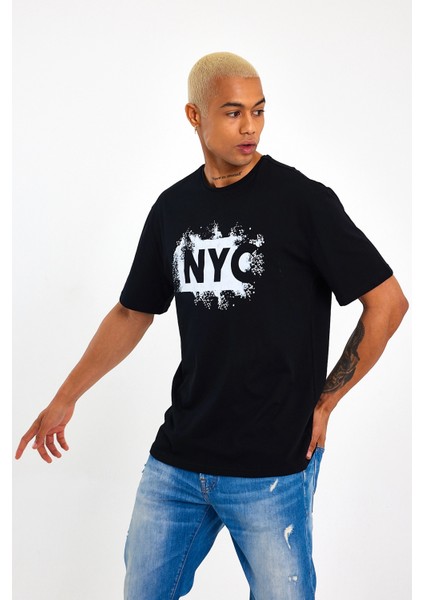 Süperlife Erkek Bisiklet Yaka Regular Fit Nyc Baskılı Tişort SPR22TS114 fırsatları