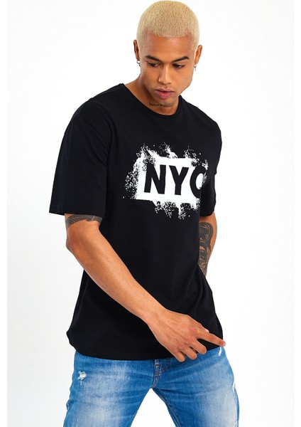 Süperlife Erkek Bisiklet Yaka Regular Fit Nyc Baskılı Tişort SPR22TS114 indirimleri