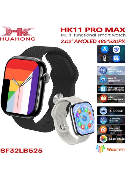 HK11 Pro Max Orıjınal Yeni Seri Güçlu Batarya Amoled Ekran Akıllı Saat Çift Kordonlu fiyatları