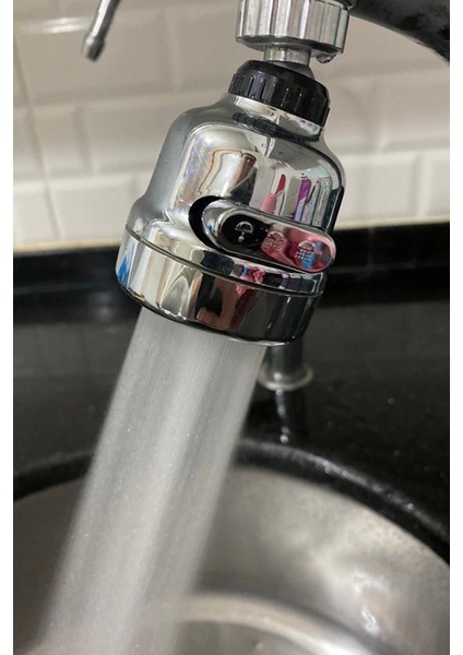 Krom 3 Fonksiyonlu Mutfak Lavabo Başlığı 360 Derece Döner Musluk Ucu - MRK5036-1485