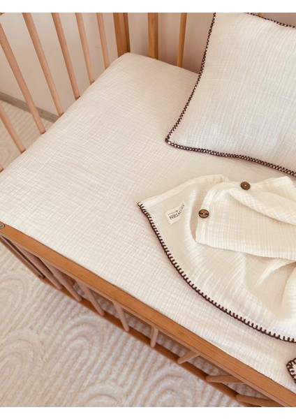 Bebek Nevresim Takımı Müslin Ekru 70X120 – Müslin Lastikli Çarşaflı indirimleri