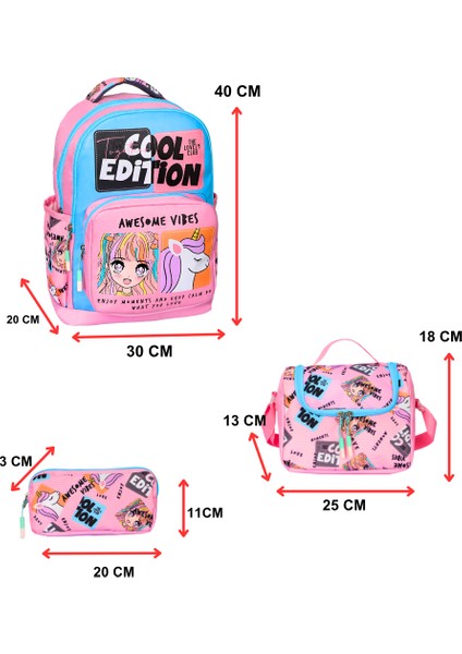 Kız Çocuk Lüks Suya Dayanıklı Ortopedik Anime Desen İlkokul Sırt Çantası Beslenme, Kalemlik Okul Çantası modelleri