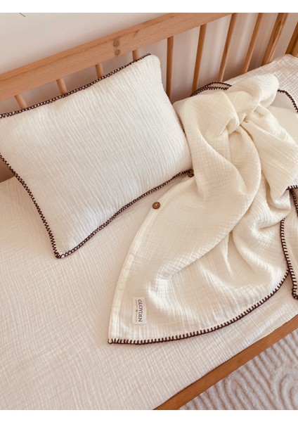 Bebek Nevresim Takımı Müslin Ekru 60X120 – Müslin Lastikli Çarşaflı fırsatları