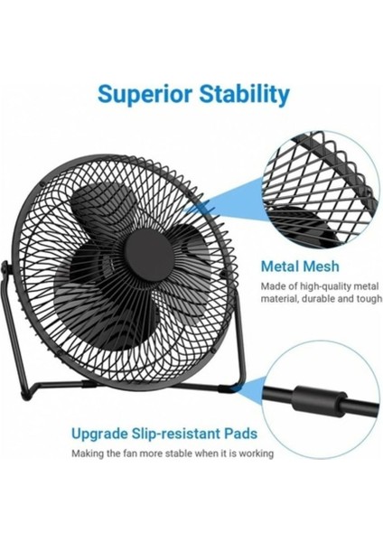 USB Metal Fan 18X18CM, Beyaz Renk, Yüksek Performans ve Şık Tasarım ile Kullanım Kolaylığı