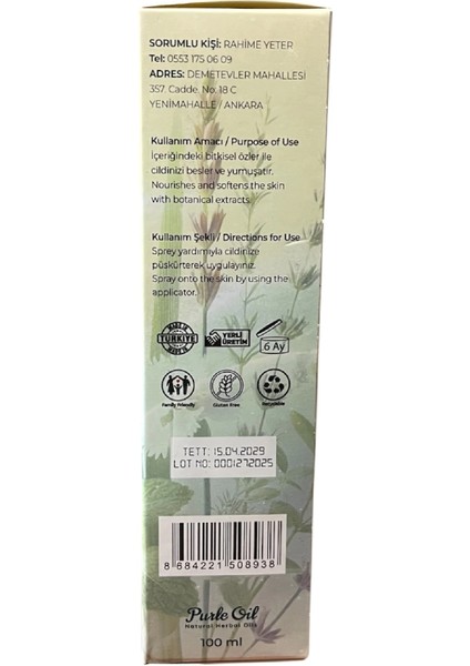 Doğal Sivrisinek ve Kene Kovucu Vücut Losyonu 100 Ml, 1 Adet, Purle modelleri