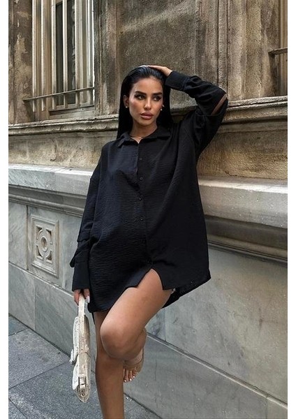 Alina Kol Cut Out Keten Gömlek 3252-08