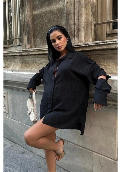 Alina Kol Cut Out Keten Gömlek 3252-08 fırsatları