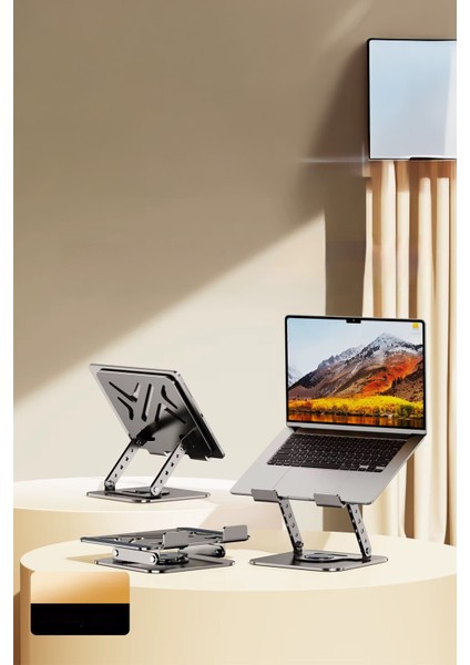 Metal Laptop Macbook Notebook Standı 2 Kademeli 360 Derece Ayarlanılabilir