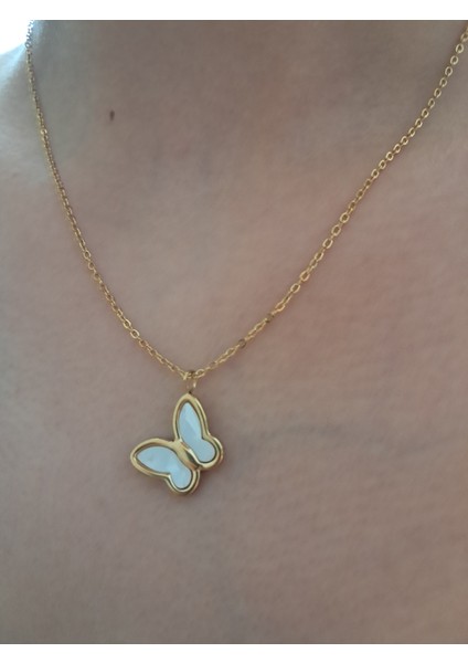 Badelis Çelik Gold Kelebek Figürlü Kolye modelleri