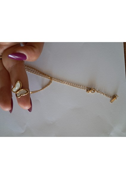 Badelis Çelik Gold Kelebek Figürlü Kolye