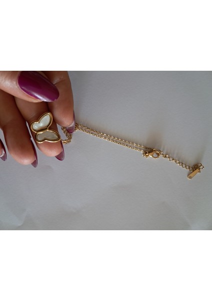 Badelis Çelik Gold Kelebek Figürlü Kolye