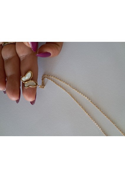 Badelis Çelik Gold Kelebek Figürlü Kolye