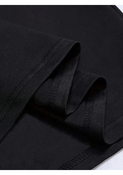 Baskılı Oversize Bisiklet Yaka T-Shirt - Siyah fırsatları