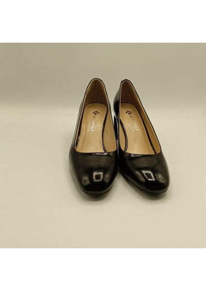 Kaila Siyah Deri Kalın Topuklu Kadın Ayakkabı modelleri