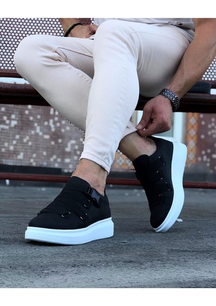 J033 Bağcıksız 4 Bant Lastikli Tokalı Ortopedik Taban Erkek Sneaker Günlük Ayakkabı Bt Siyah fiyatları