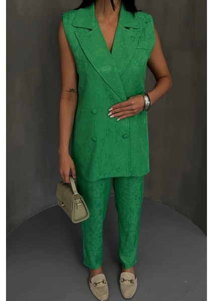 Jakar Kumaş Yelek - Pantolon Takım - Yeşil modelleri