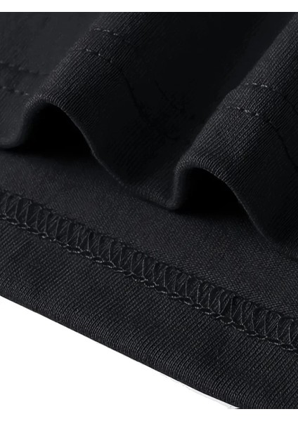 Baskılı Oversize Bisiklet Yaka T-Shirt - Siyah fırsatları