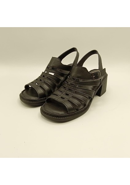 Exclusive Stabil Siyah Topuklu Kadın Sandalet | Deri Klasik Şıklık ve Konfor fırsatları