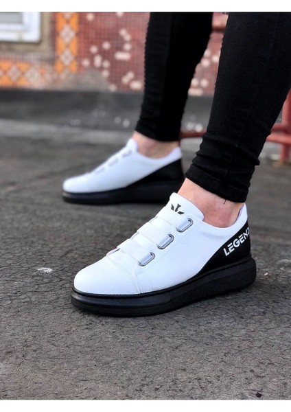 J029 Bağcıksız 3 Bant Lastikli Legend Ortopedik Taban Erkek Sneaker Günlük Ayakkabı St Beyaz/siyah fiyatları
