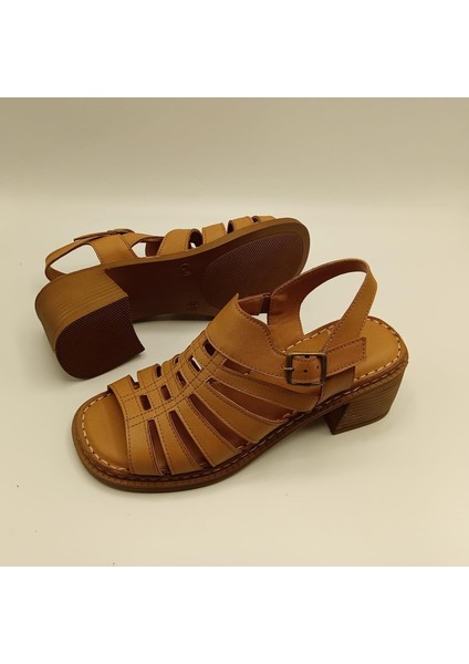 Exclusive Stabil Taba Topuklu Kadın Sandalet | Konforlu Klasik Tarz indirimleri