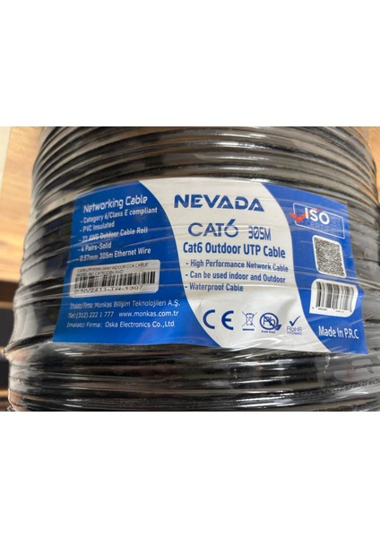 Çift Katmanlı 305 Metre 23 Awg Dış Ortam (Outdoor) Utp Cat6 Kablo modelleri