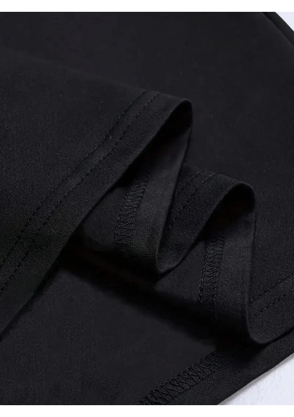 Baskılı Oversize Bisiklet Yaka T-Shirt - Siyah modelleri